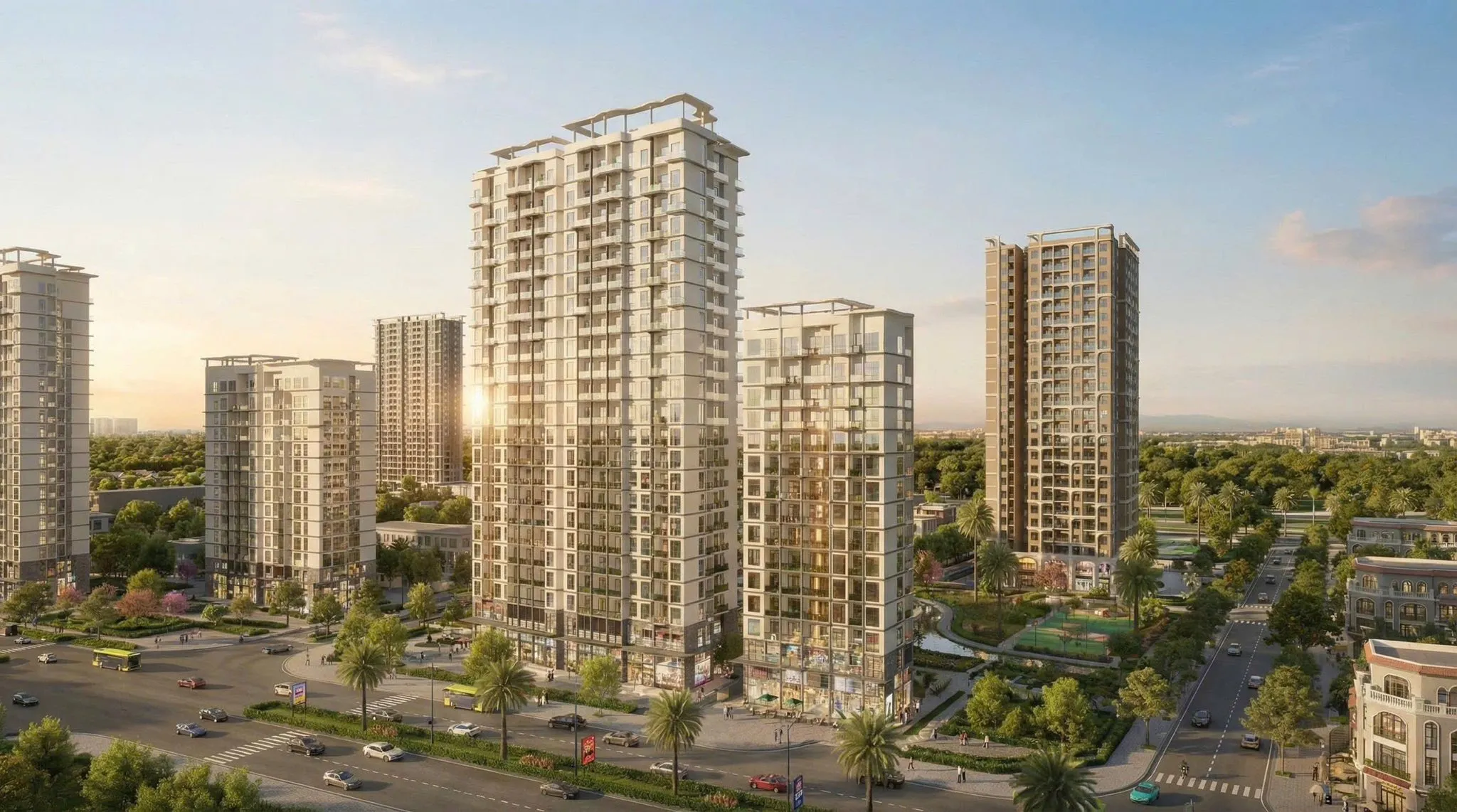 Phối cảnh các tòa căn hộ The Primavera, phân khu căn hộ của Imperia Hanoi Garden City