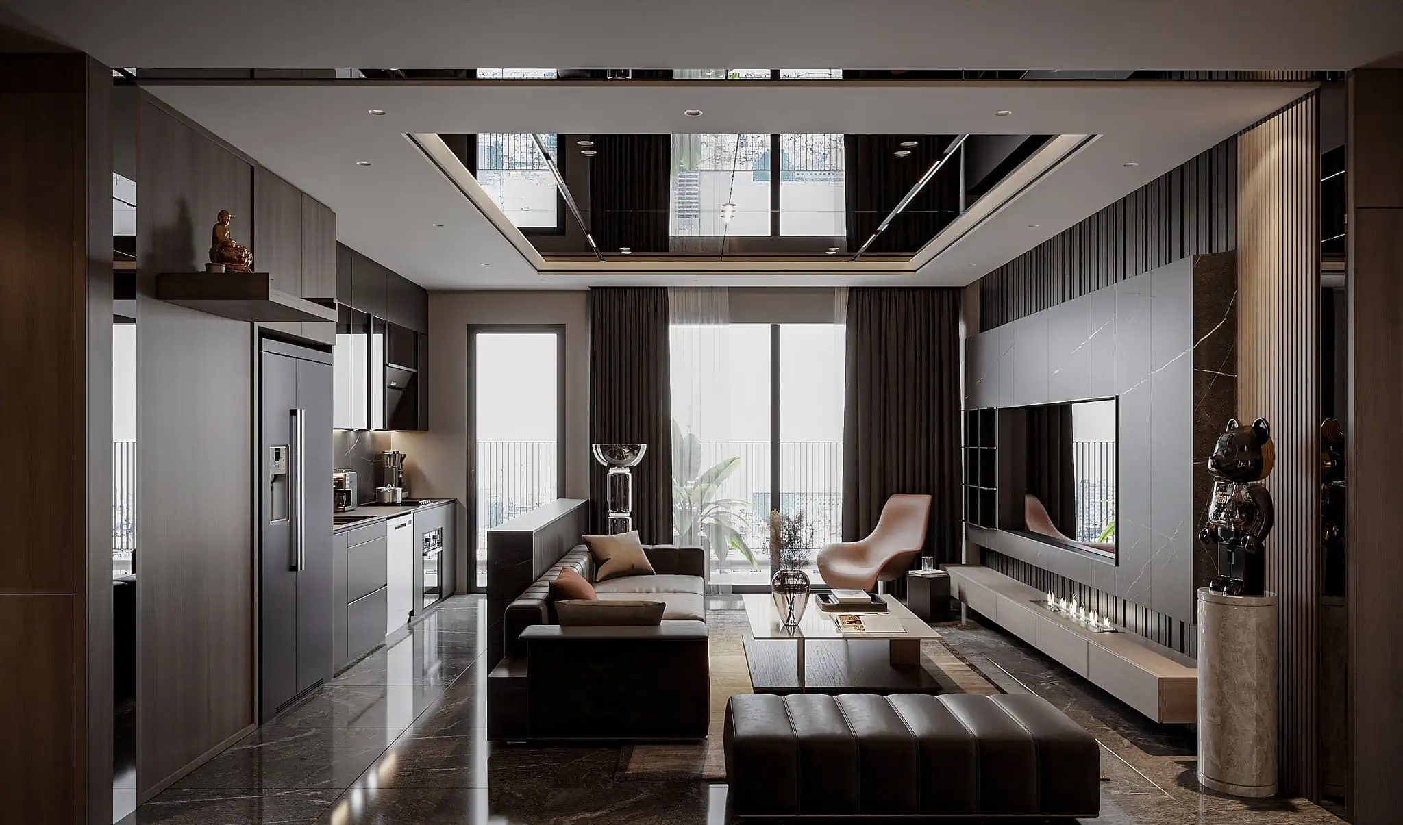 Không gian phòng khách nhà mẫu căn hộ Imperia Hanoi Garden City